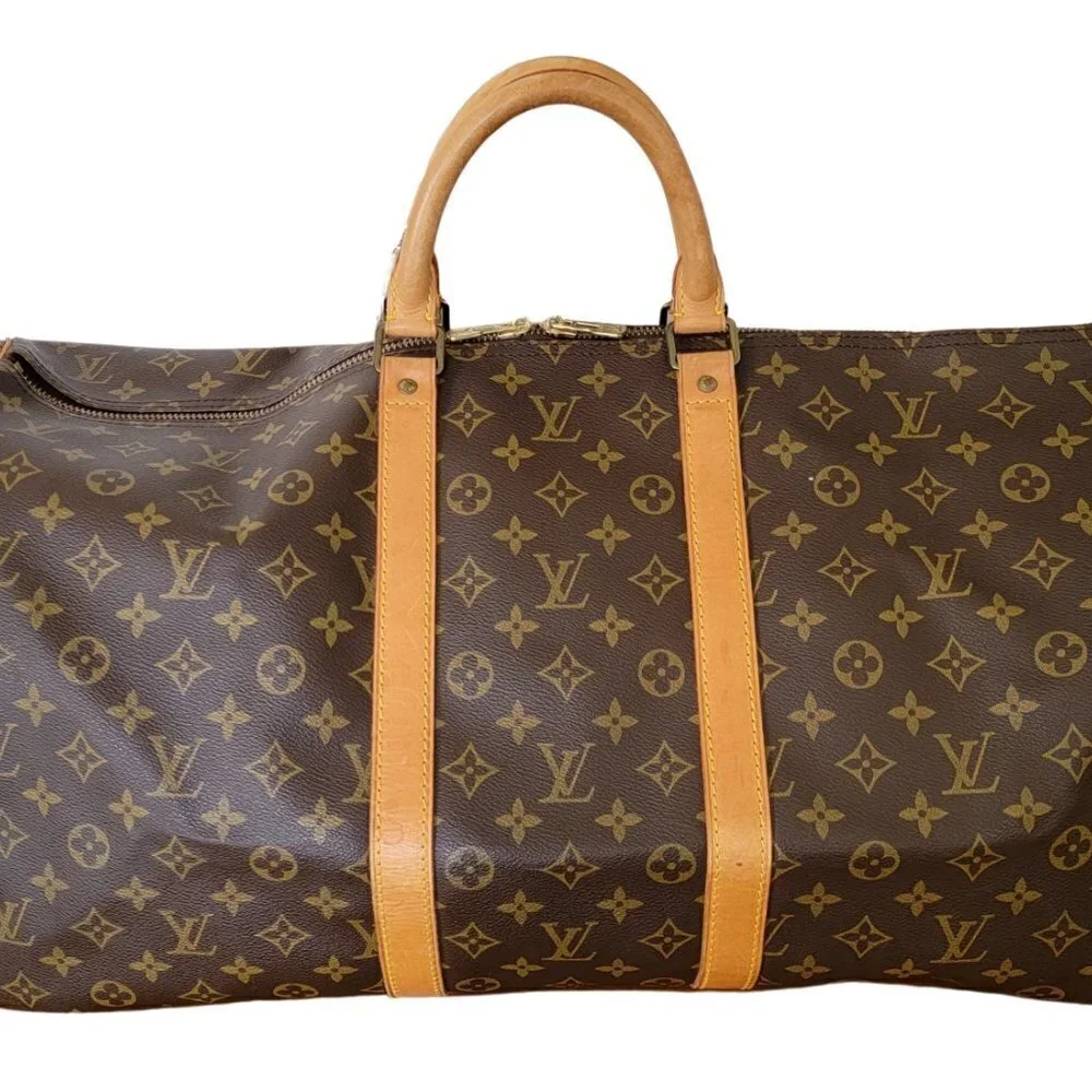 Louis Vuitton Monogram Brown Keepall Bandouliere 55 Travel Bag